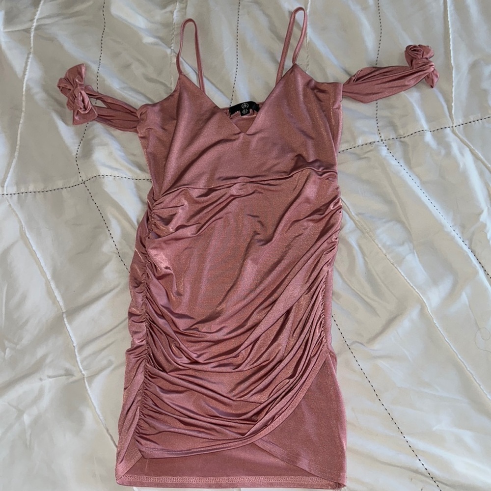 Pink ruched minidress